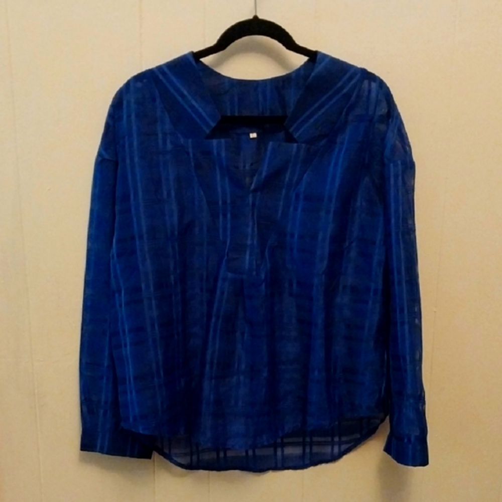 Blue Long Sleeve Blouse